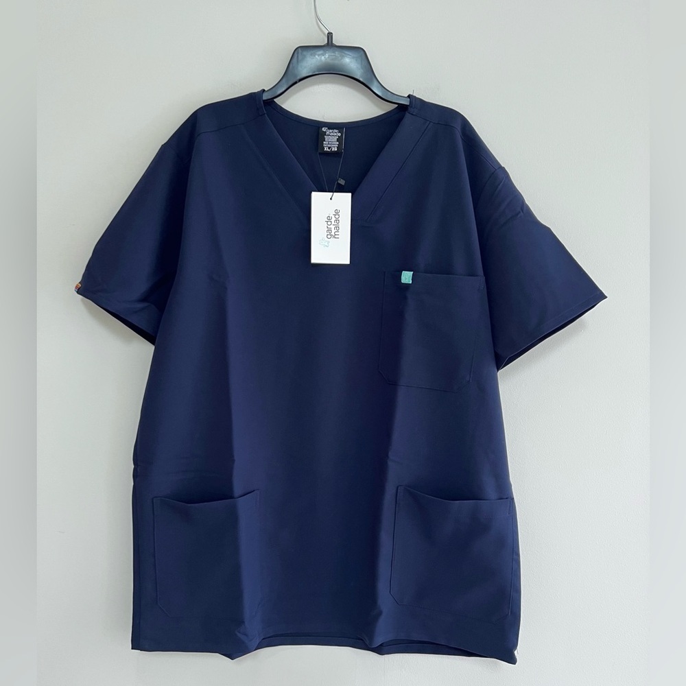 Garde-Malade NWT LIV RE-GARDE Pride Three Pockets Scrub Top, Navy Blue, XL - Picture 3 of 7
